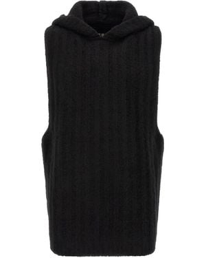 Rick Owens Ribbed Hooded Tank Top - Black