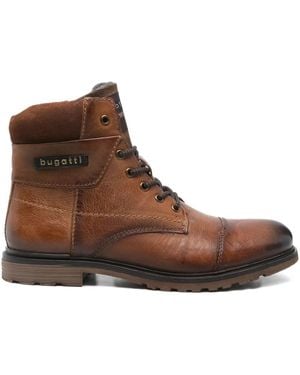 Bugatti Lace-Up Panelled Booties - Brown