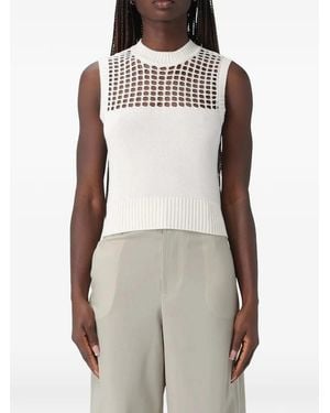 ARMANI EXCHANGE Open-Knit Sleeveless Top - Grey