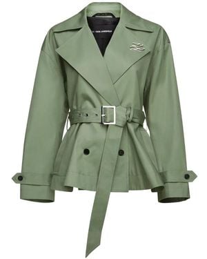 KARL LAGERFELD Short Trench Jacket - Green