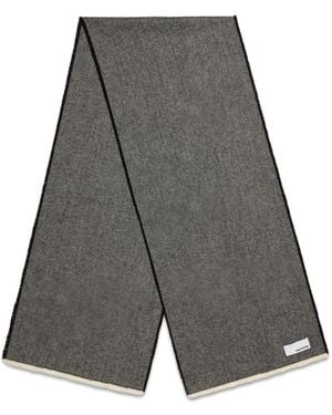 SAGE NATION Herringbone-Pattern Frayed Scarf - Grey