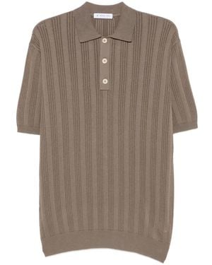 Manuel Ritz Perforated Ribbed-Knit Polo Shirt - Brown
