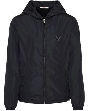 Valentino Garavani V-Detail Hooded Jacket - Black
