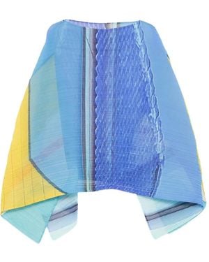 Pleats Please Issey Miyake Poncho City Collage Madame-T À Design Plissé - Blue