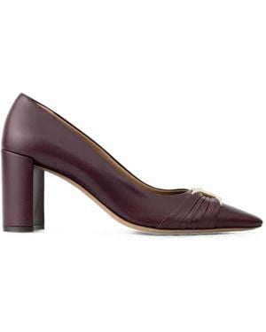 Ferragamo Gancini-Ornament Pumps With Bock Heel - Purple
