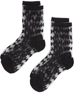 Karl Lagerfeld Monogram Mesh Socks (Pack Of Two) - Black