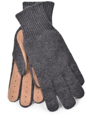 Brunello Cucinelli Two-Tone Perforated Gloves - Blue
