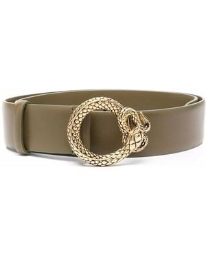 Alberta Ferretti Snake-Buckle Leather Belt - Natural