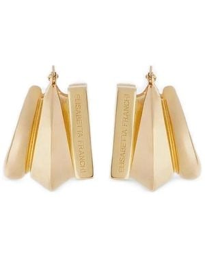 Elisabetta Franchi Pendientes Con Logo Grabado - Metálico