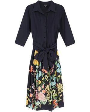 LAVI COUTURE Spritz Floral-Print Tie-Waist Dress - Blue