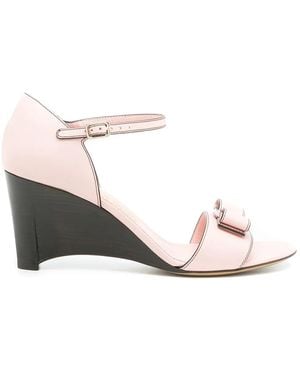 Ferragamo Wedge-Sandalen Mit Vara-Schleife - Pink