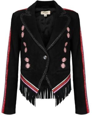 Temperley London Zola Embroidered Suede Blazer - Black