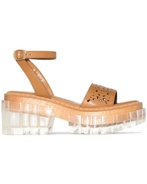 Stella McCartney Emilie Perforated-Detail Platform Sandals - Metallic