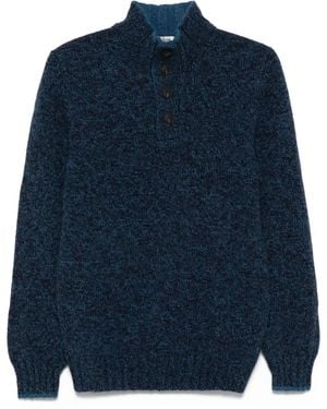 Gran Sasso Mock-Neck Button Cardigan - Blue