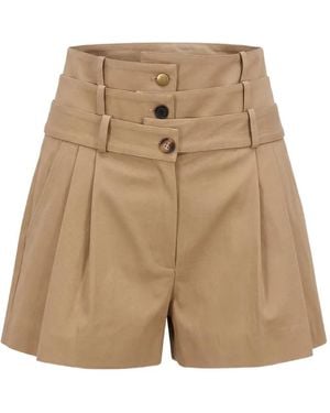 Monse Triple-Waistband Pleated Shorts - Natural