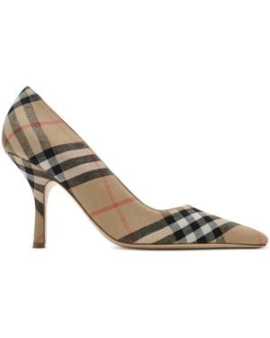 Burberry Pumps Dame A Quadri 90Mm - Metallizzato