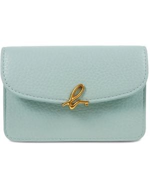 agnès b. 'The B. Curve Flap Leather Wallet - Blue