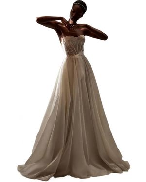 Millanova Glitter-Effect Corset-Style Dress - Brown