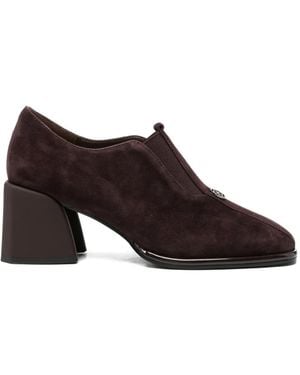 SERGIO MORETTI FIRENZE Suede Block-Heel Court Shoes - Brown