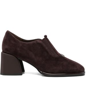 SERGIO MORETTI FIRENZE Suede Block-Heel Court Shoes - Brown
