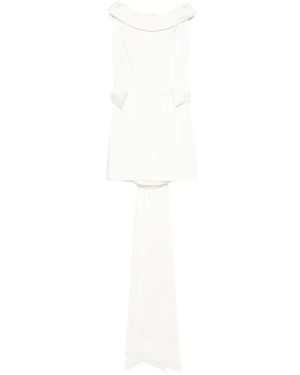 The New Arrivals Ilkyaz Ozel Robe Courte Daphne À Détail De Nœud Et Traîne - White