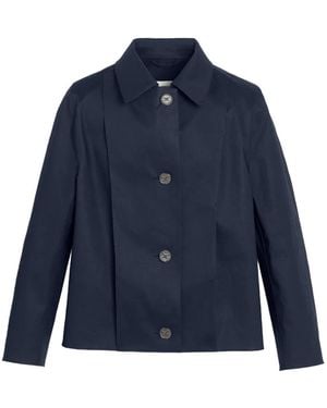 Barrie Button-Fastening Cotton Raincoat - Blue