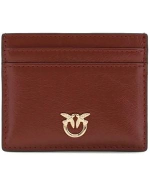 Pinko Love Birds Leather Card Holder - Brown