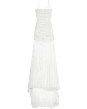 Blumarine Ruched Evening Gown - White