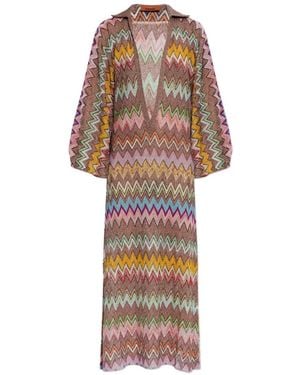 Missoni Zigzag-Knit Metallic Maxi Dress - White