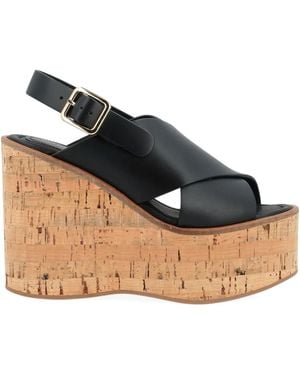 Paloma Barceló 110Mm Crossover Slingback Wedge Sandals - Black