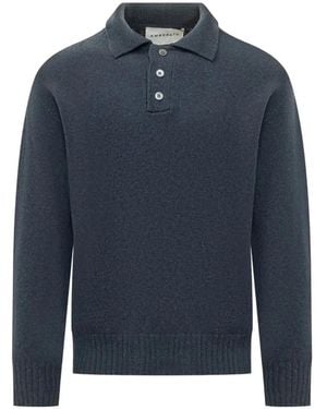 Amaranto Polo En Maille À Manches Longues - Blue