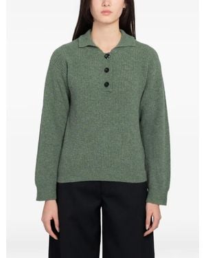 Margaret Howell Mhl.3 Ribbed-Knit Polo Shirt - Green