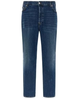 Department 5 Drake Contrast-Stitching Cropped Jeans - Blue