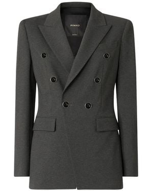 Pinko Double-Breasted Peaked-Lapel Blazer - Black
