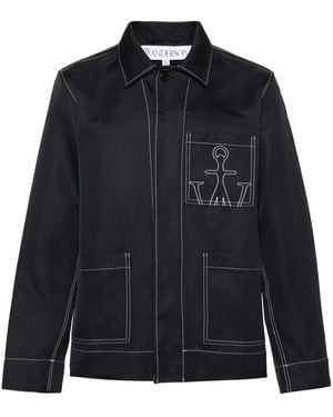 JW Anderson Giacca-Camicia Jw Anchor Con Ricamo - Nero