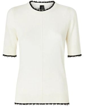 Pinko Contrast-Trim Frayed Top - White