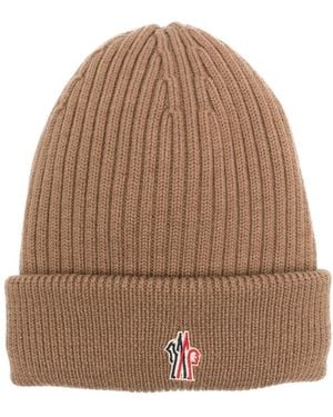 Moncler Berretto Con Ricamo - Marrone