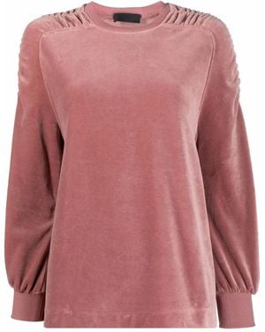 Alberta Ferretti Chenille Gathered-Trim Sweatshirt - Pink