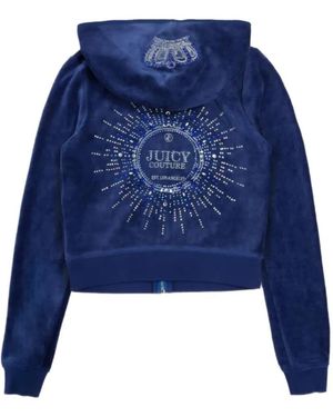 Juicy Couture Fluwelen Hoodie Verfraaid Met Stras - Blauw