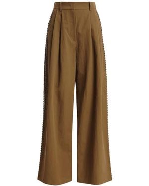 Essentiel Antwerp Stud-Embellished Pleated Palazzo Trousers - Natural