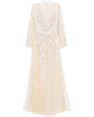Saiid Kobeisy Embroidered Velvet Gown - White