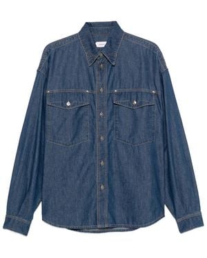 Versace Logo-Embroidered Shirt - Blue