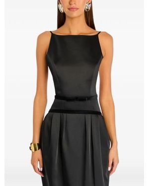 retroféte Vestido de terciopelo con cuello cuadrado - Negro