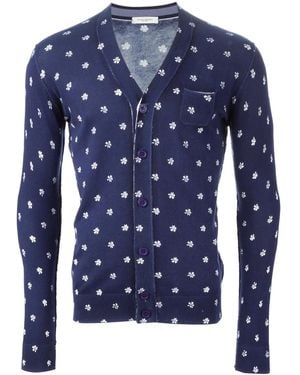 Paolo Pecora Cardigan Mit V-Ausschnitt Und Blumenmuster - Blau