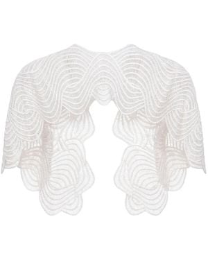 Gemy Maalouf Embroidered Scalloped-Edge Bolero - White