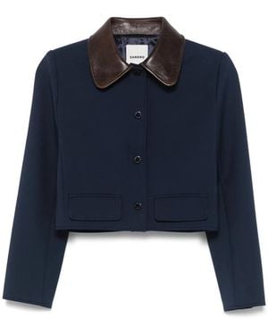 Sandro Contrasting-Collar Jacket - Blue