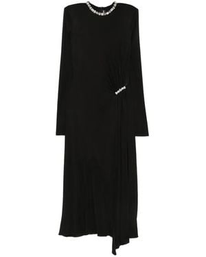 David Koma Crystal-Embellished Draped Dress - Black