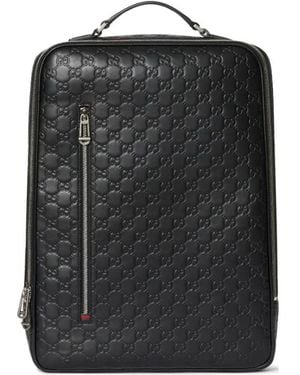 Gucci Gg Emblem Backpack - Black