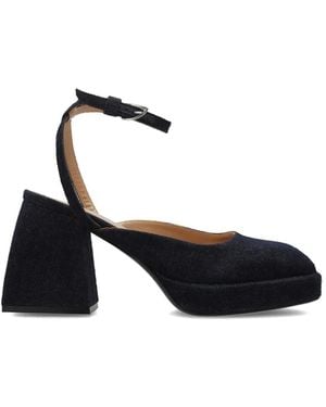 NODALETO Platform Denim Pumps - White