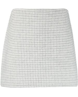 Theory Checked Wool Miniskirt - Gray